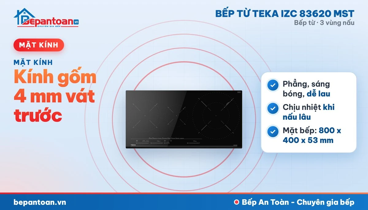Bếp từ Teka IZC 83620 MST - kính gốm 4 mm vát trước